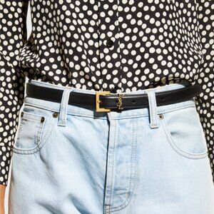 Saint Laurent YSL Monogram Slim Leather Belt 80